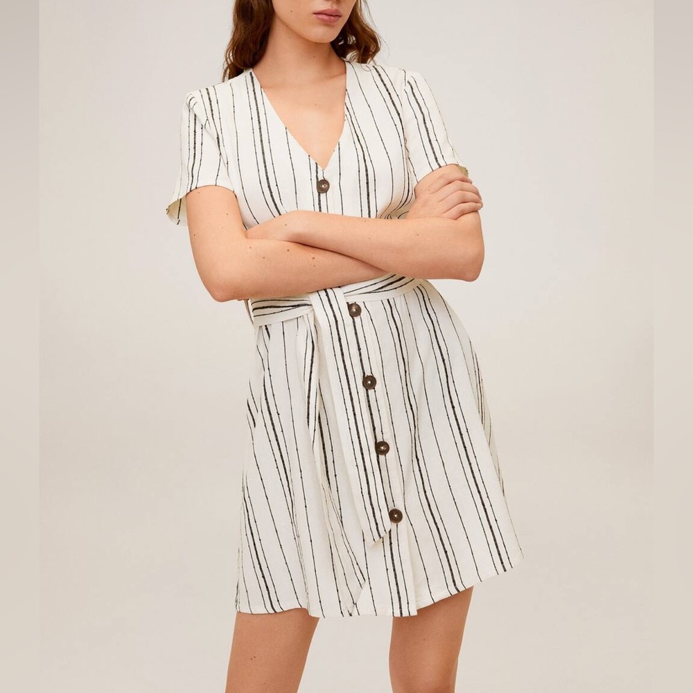 Mango Striped cotton dress NWT